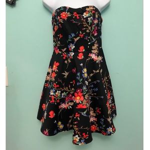 Express Floral Strapless Dress